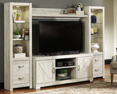 Tampa Furniture Outlet Lutz - Ashley Furniture - Bellaby Entertainment Center - 4-Piece Entertainment Center / Whitewash - W331W2