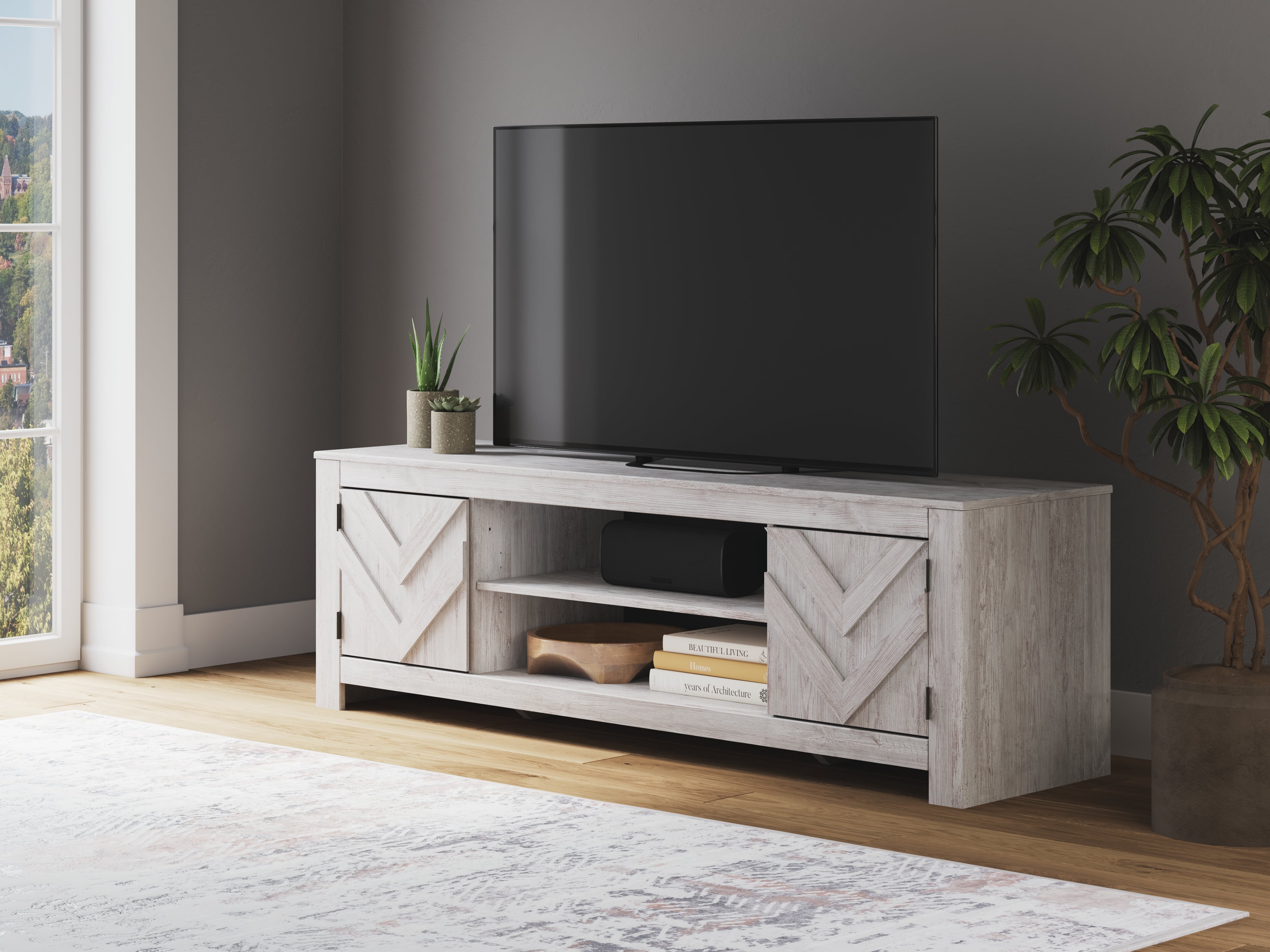 Tampa Furniture Outlet Lutz - Ashley Furniture - Cayboni TV Stand - 71" / Whitewash - W3788-68