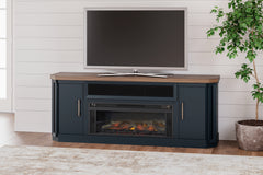 Tampa Furniture Outlet Lutz - Ashley Furniture - Landocken 83" TV Stand - 83" / Brown/Blue - W402-68