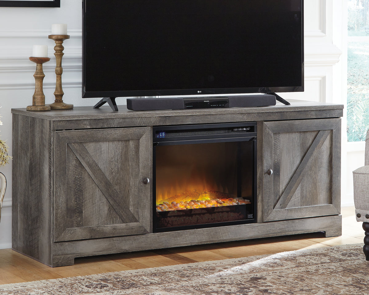 Tampa Furniture Outlet Lutz - Ashley Furniture - Wynnlow 63" TV Stand with Electric Fireplace - 63" TV Stand with Electric Fireplace / Gray - W440W4