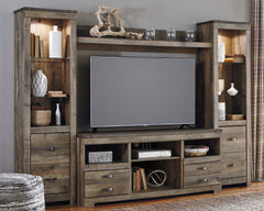 Tampa Furniture Outlet Lutz - Ashley Furniture - Trinell Entertainment Center - 4-Piece Entertainment Center / Brown - W446W2
