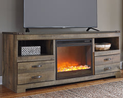 Tampa Furniture Outlet Lutz - Ashley Furniture - Trinell 63" TV Stand with Electric Fireplace - 63" TV Stand with Electric Fireplace / Brown - W446W5