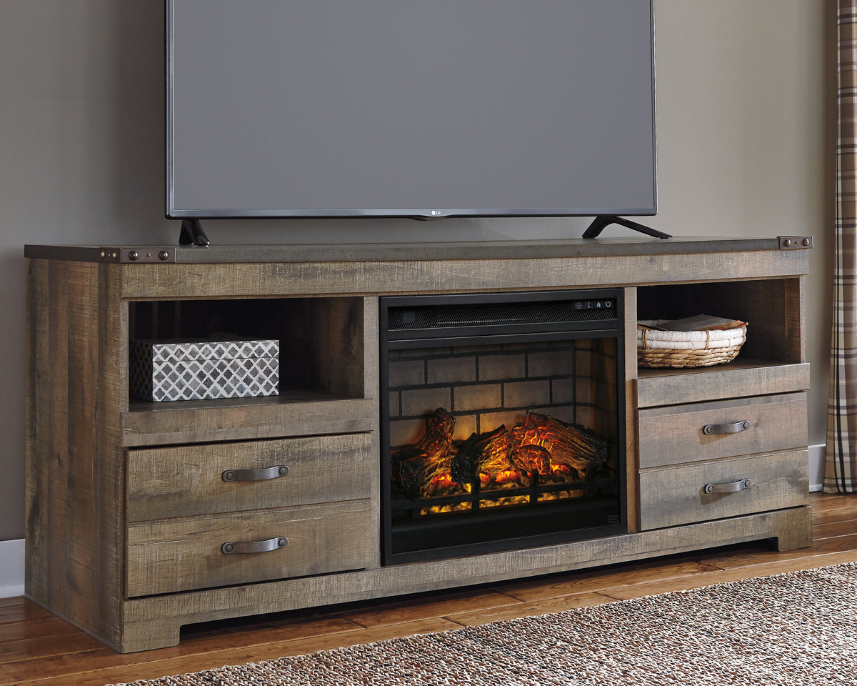 Tampa Furniture Outlet Lutz - Ashley Furniture - Trinell 63" TV Stand with Electric Fireplace - 63" TV Stand with Electric Fireplace / Brown - W446W9