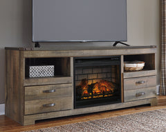 Tampa Furniture Outlet Lutz - Ashley Furniture - Trinell 63" TV Stand with Electric Fireplace - 63" TV Stand with Electric Fireplace / Brown - W446W9
