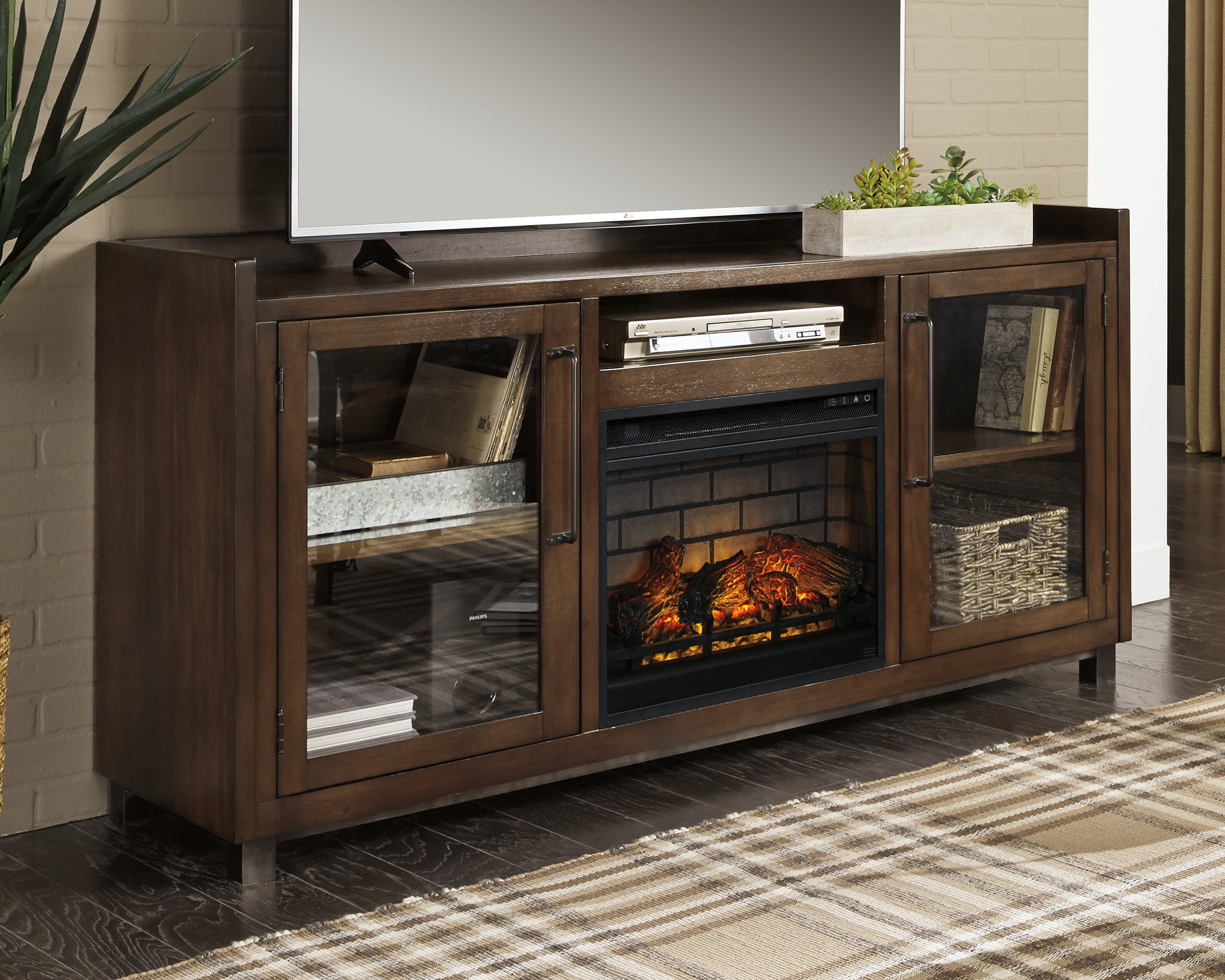 Tampa Furniture Outlet Lutz - Ashley Furniture - Starmore 70" TV Stand with Electric Fireplace - 70" TV Stand with Electric Fireplace / Brown - W633W5