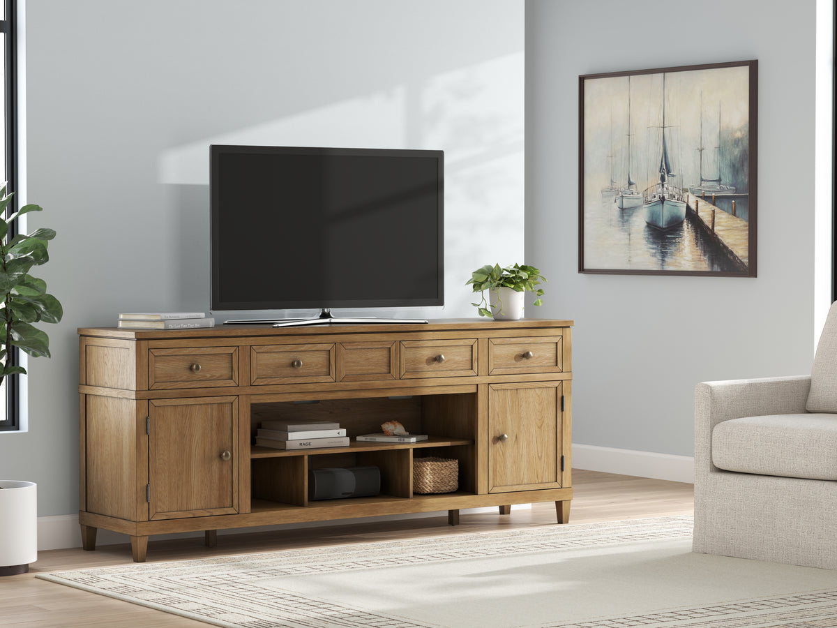 Tampa Furniture Outlet Lutz - Ashley Furniture - Sharlance 81" TV Stand - 81" / Light Brown - W655-68
