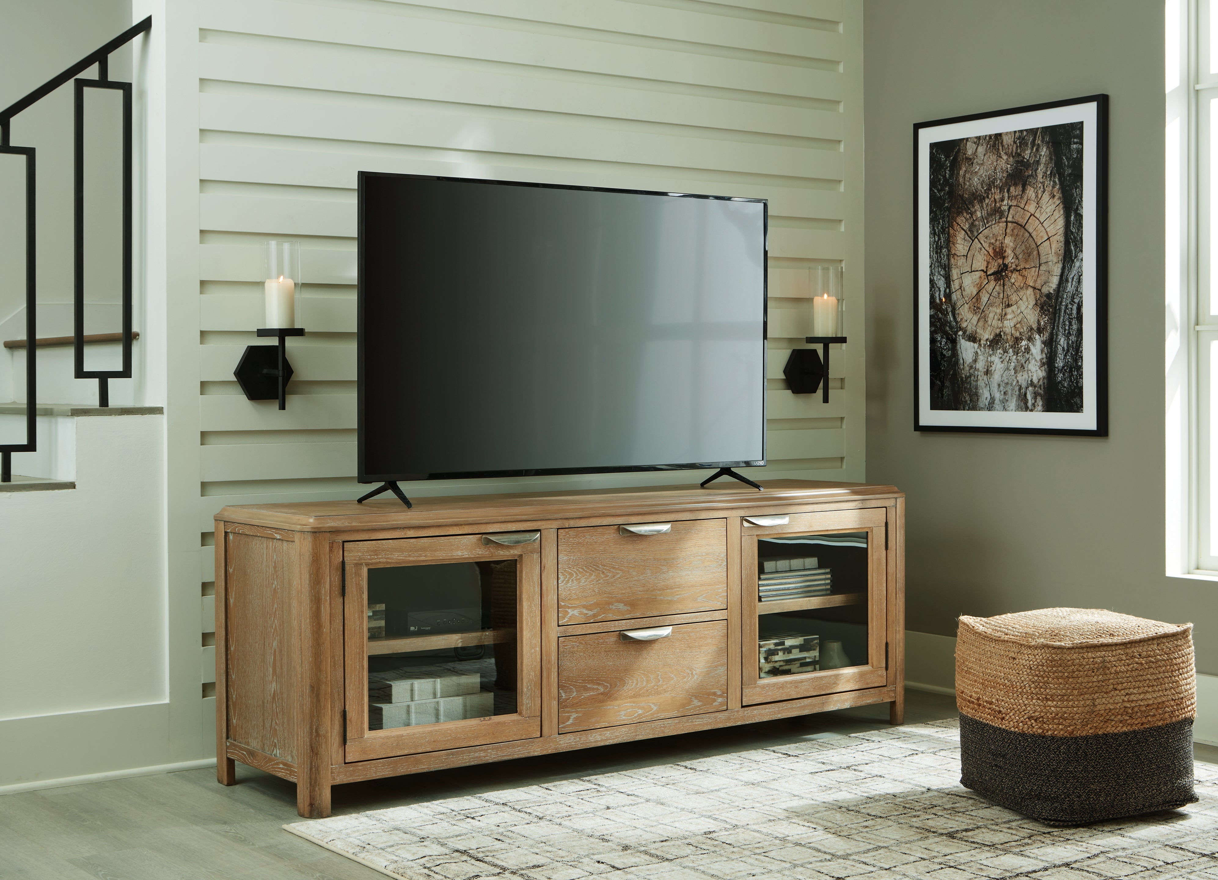 Tampa Furniture Outlet Lutz - Ashley Furniture - Rencott 80" TV Stand - 80" / Light Brown - W781-68