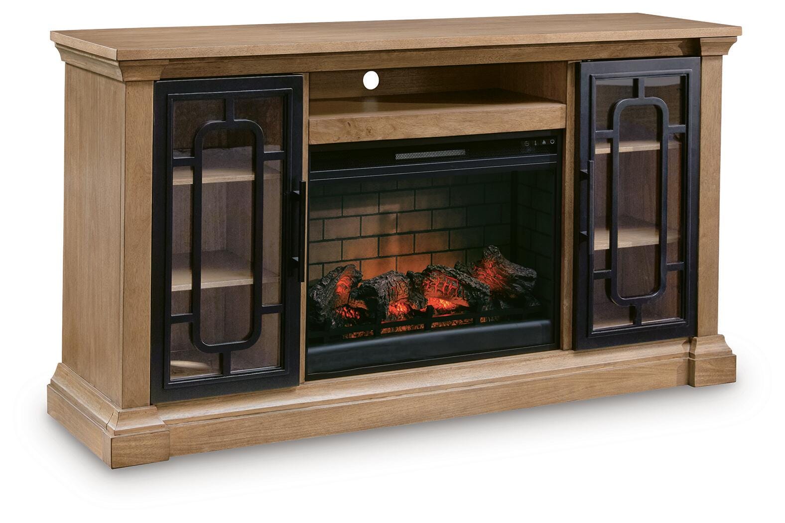 Tampa Furniture Outlet Lutz - Ashley Furniture - Wittenmyer 72" TV Stand with Electric Fireplace - 72" TV Stand with Electric Fireplace / Natural/Black - W794W1