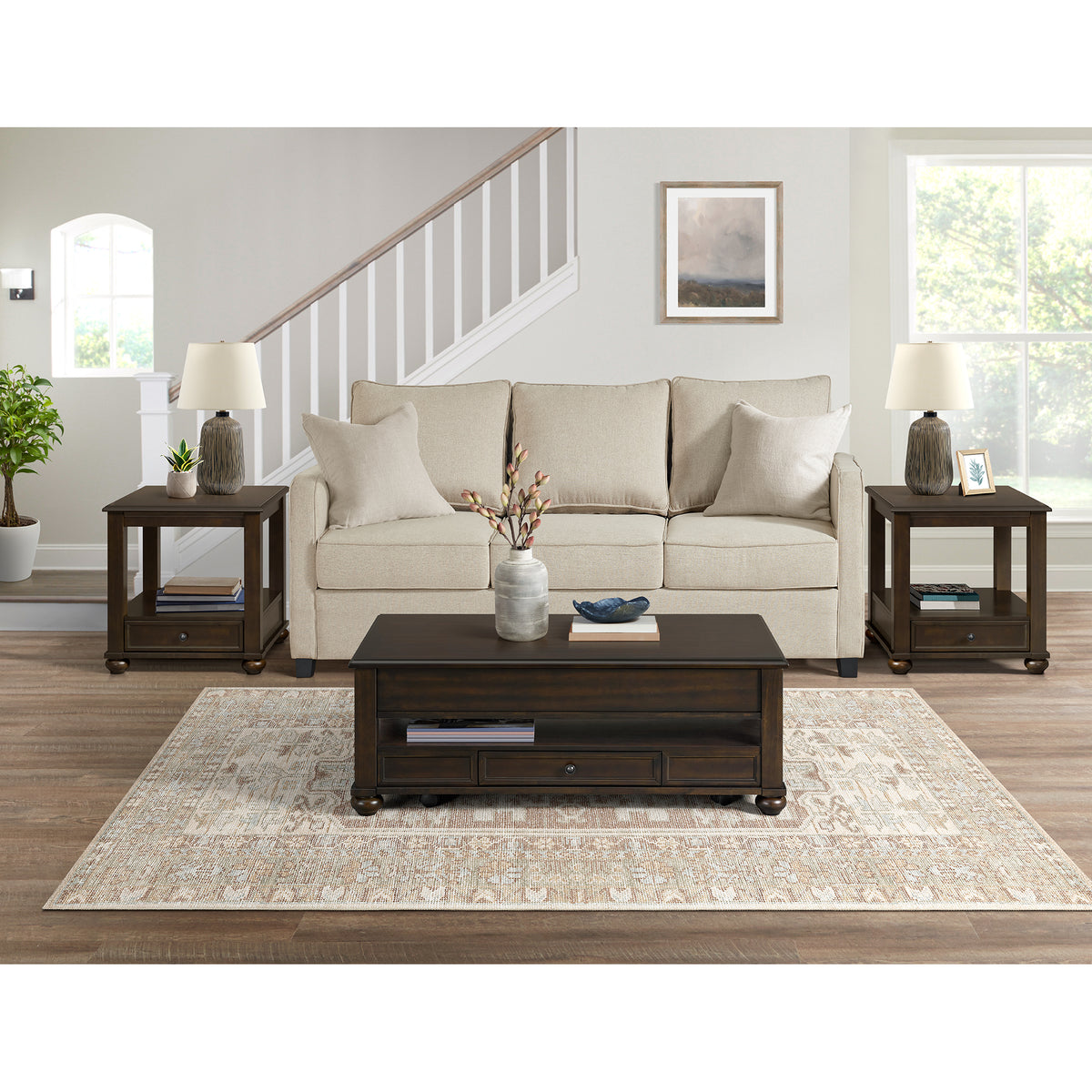 Wagner Rectangular Lift-Top Coffee Table w/ Casters in Cherry – SKU T-15740-5-RCT | Elements