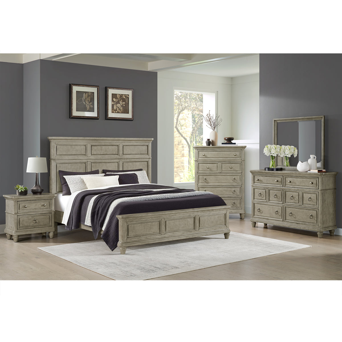 Whit-Ash 6-Drawer Dresser in Light Grey – SKU B-11360-3-DR | Elements