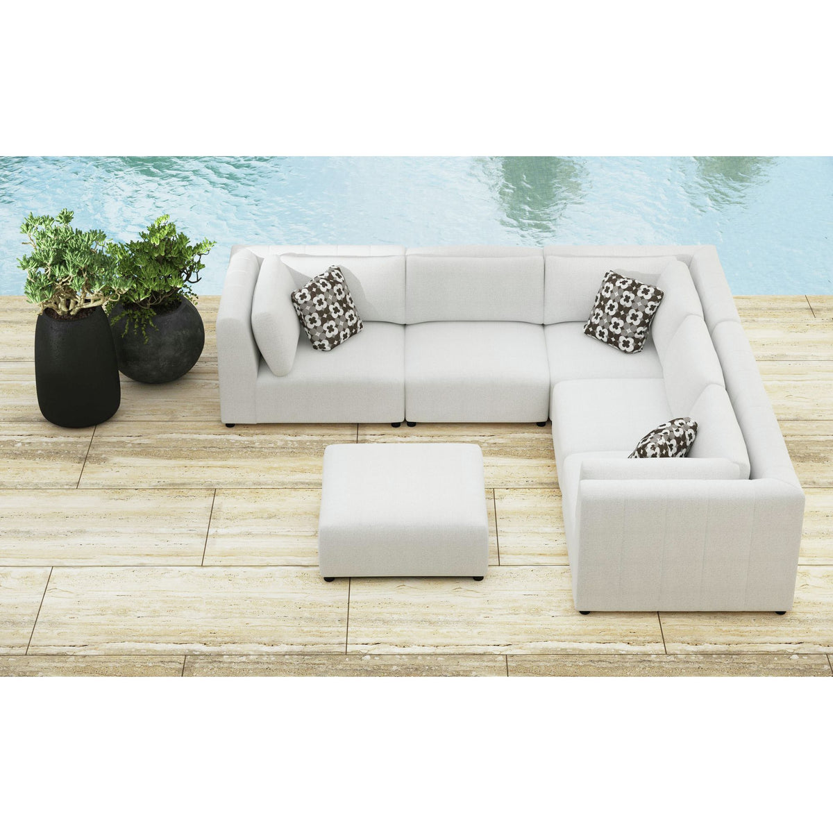 Zandara Modular Ottoman - Olefin Beige – SKU O-16240-10311-000 | Elements